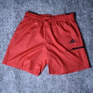 Adidas Mens Multi Sport Shorts Pure Ruby Red Size Large Zipper Pocket JF3281 NWT